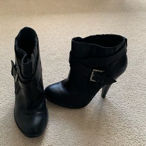 Black leather booties